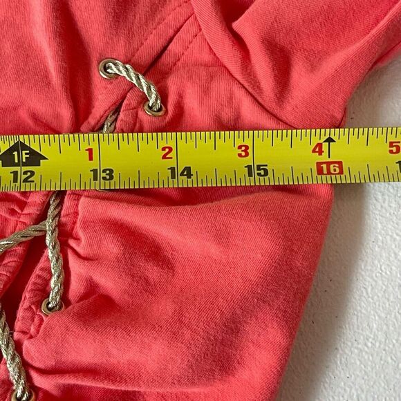Boston Proper Top XS Coral 3/4 sleeve ruched Front Tie Style Contemporary Chic - Picture 9 of 10
